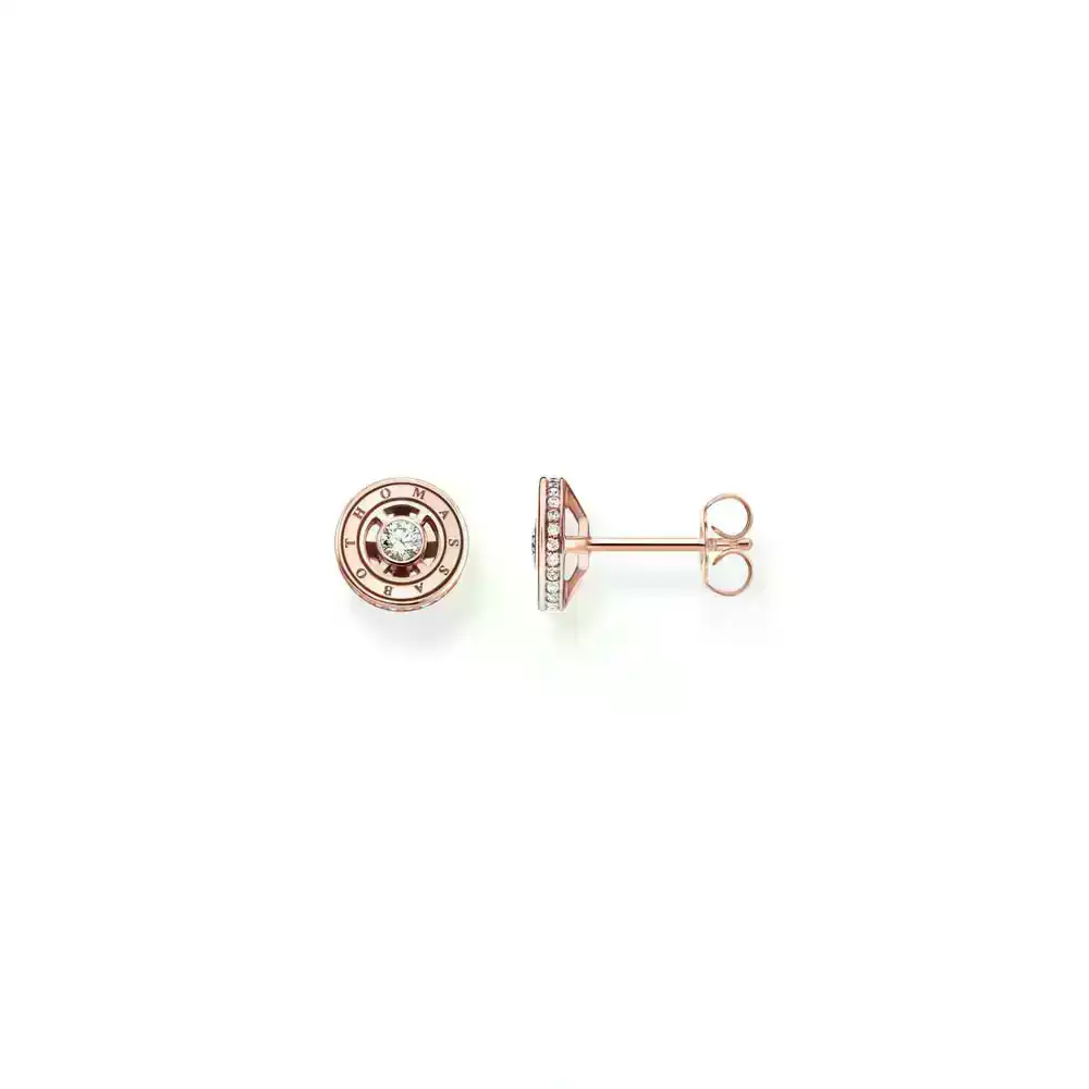 Thomas Sabo Sterling Silver Rose Gold Plated Sparkling Circles CZ Earrings