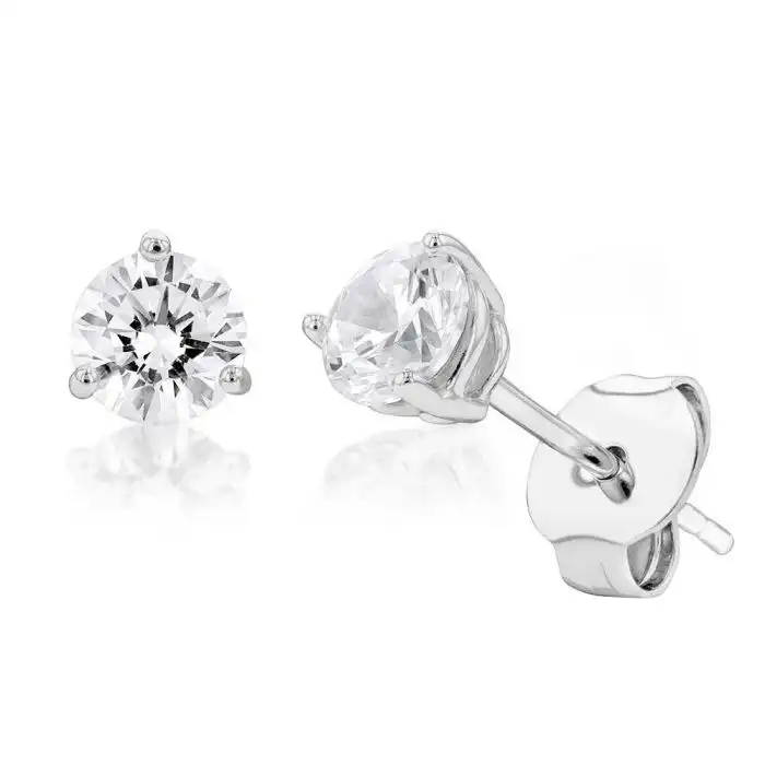 Sterling Silver Cubic Zirconia 5mm Solitaire Stud Earrings