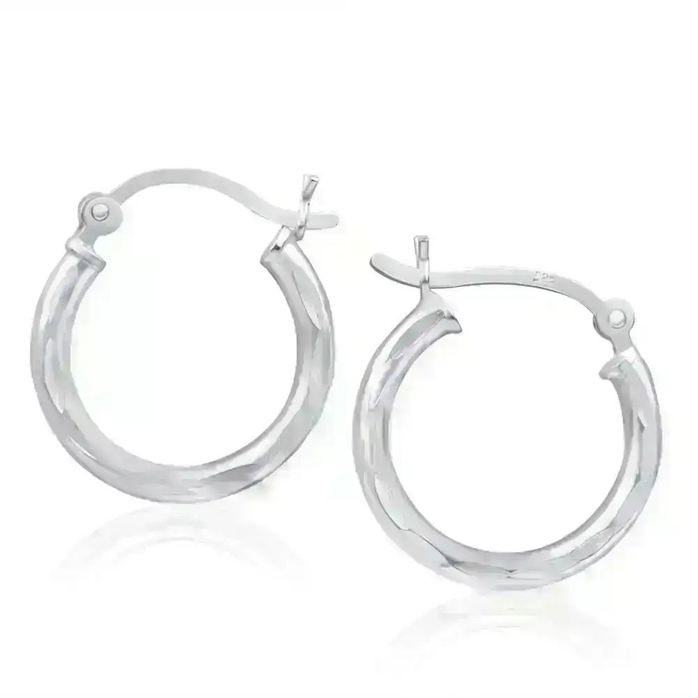 Sterling Silver 18mm Fancy Hoop Earrings