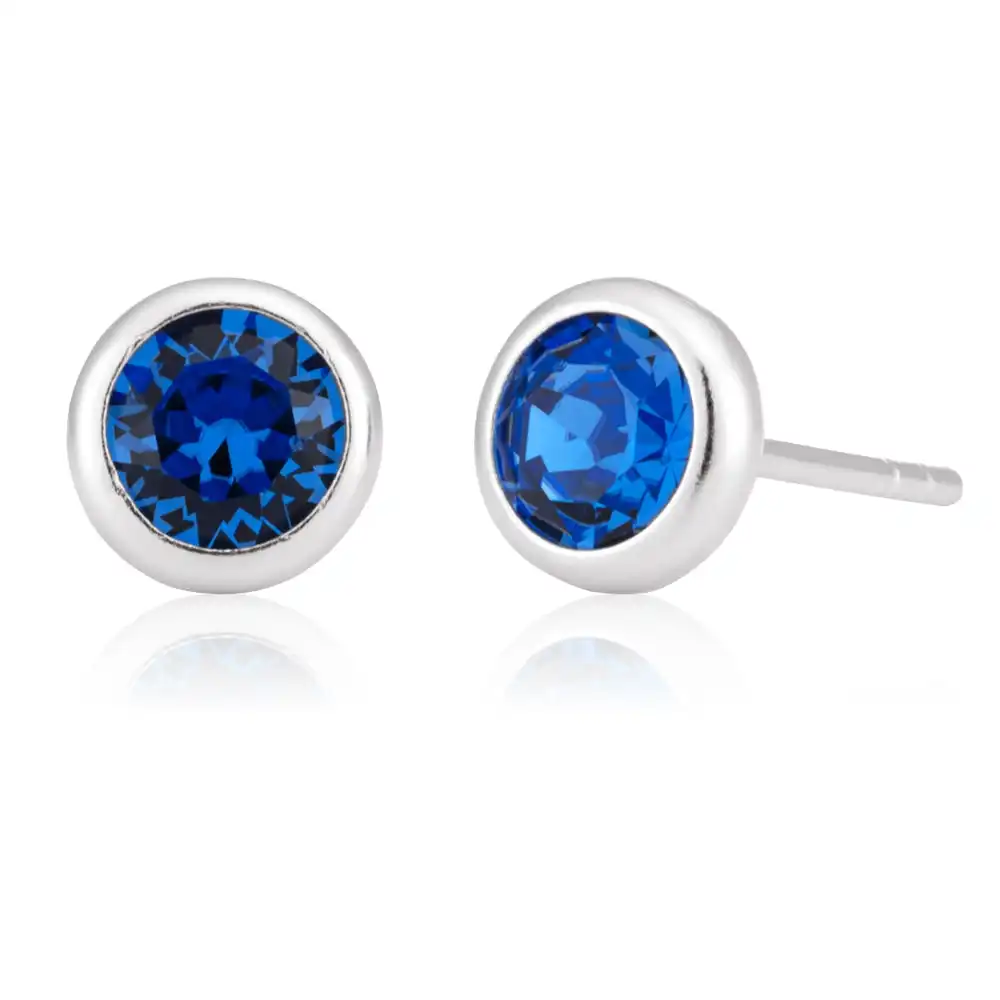 Sterling Silver Swarovski Sapphire Crystal Stud Earrings