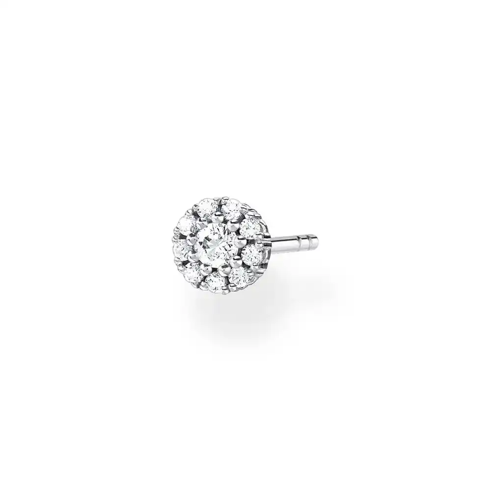 Sterling Silver Thomas Sabo Charm Club Round Zirconia Stud * 1 Earring Only*