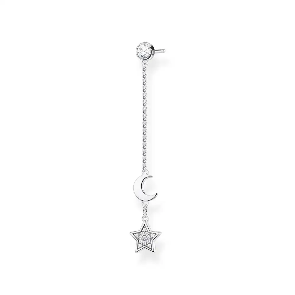 Sterling Silver Thomas Sabo Charm Club Star Moon Drop Earring * 1 Earring Only*