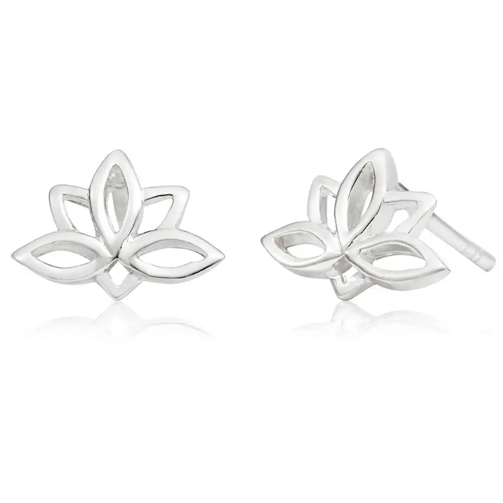 Sterling Silver Lotus Stud Earrings