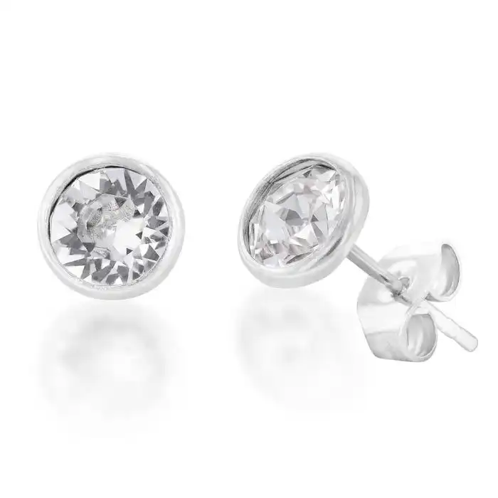 Sterling Silver 5mm White Swarovski Crystal Stud Earrings