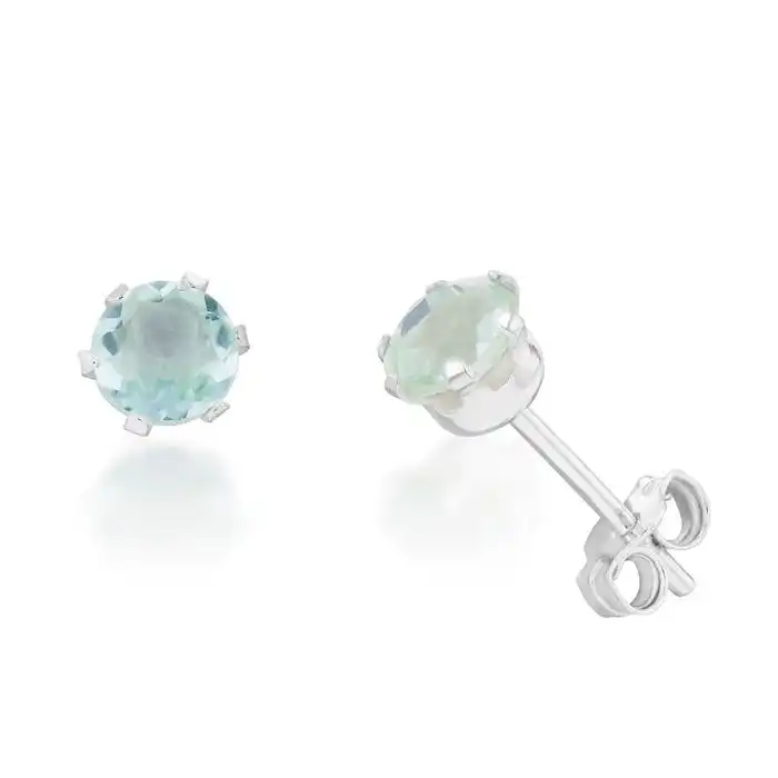 Sterling Silver Light Blue Crystal  5mm 6 Claw Studs SS