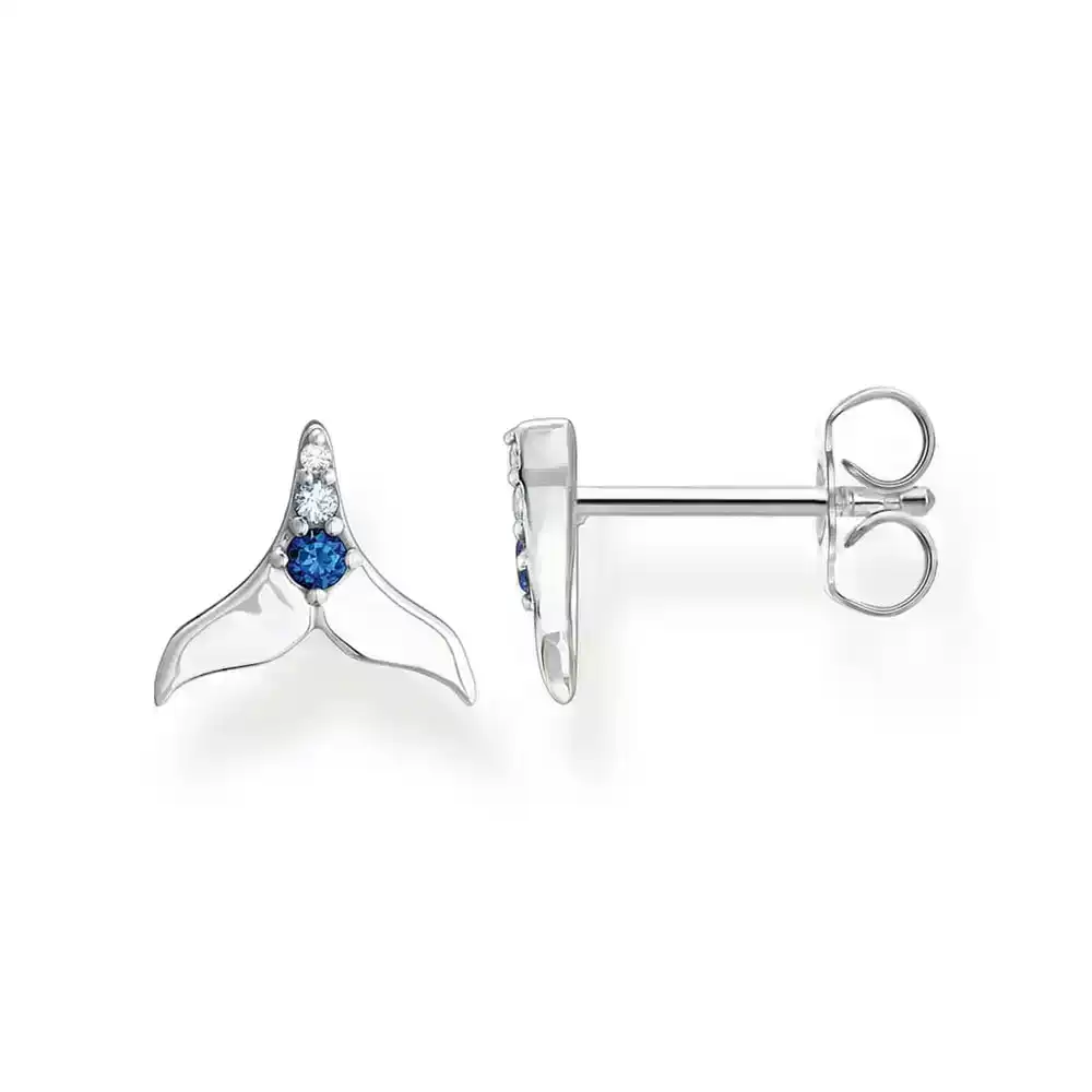Thomas Sabo Dolphin Tail CZ Sterling Silver Earrings
