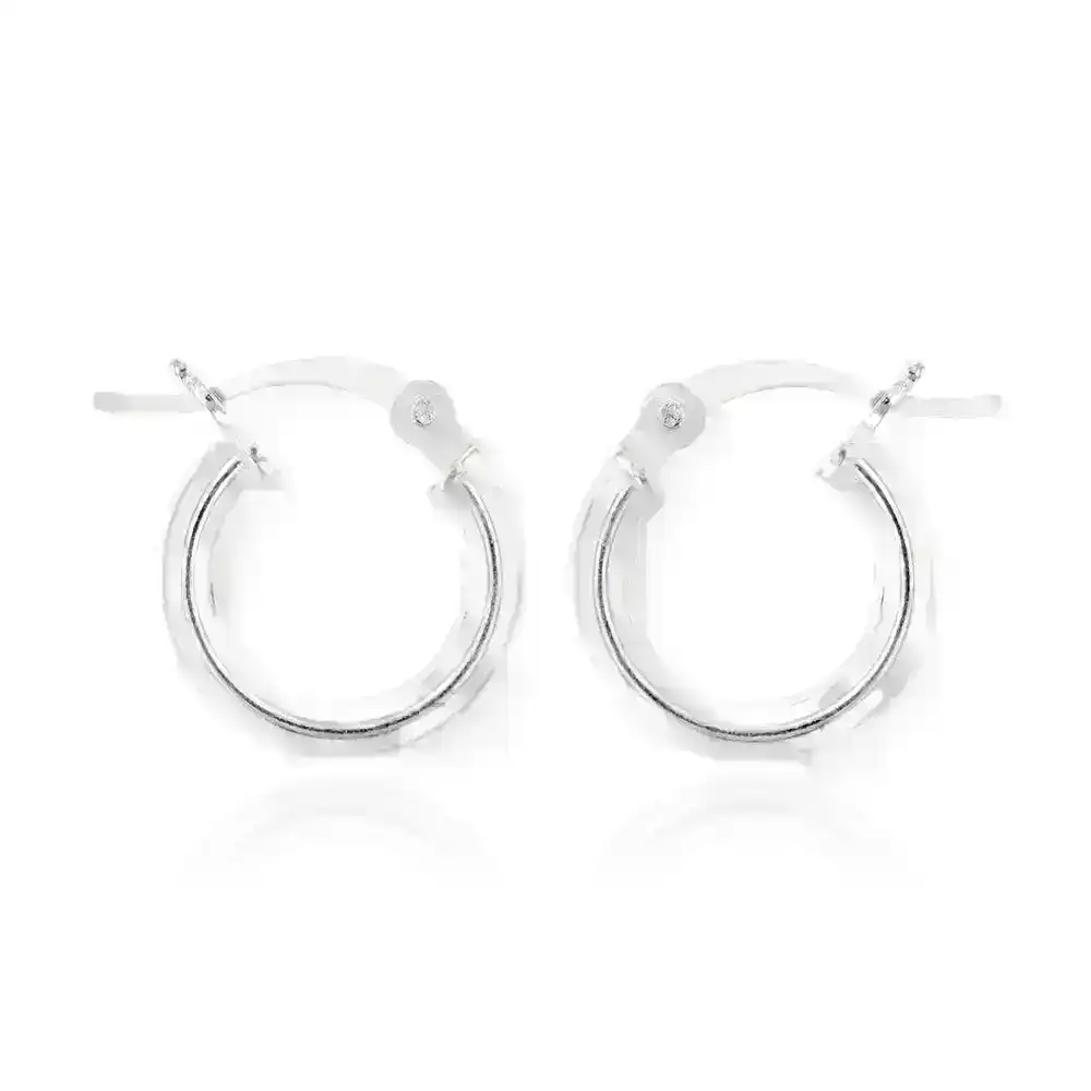 Sterling Silver Plain 12mm Hoop Earrings