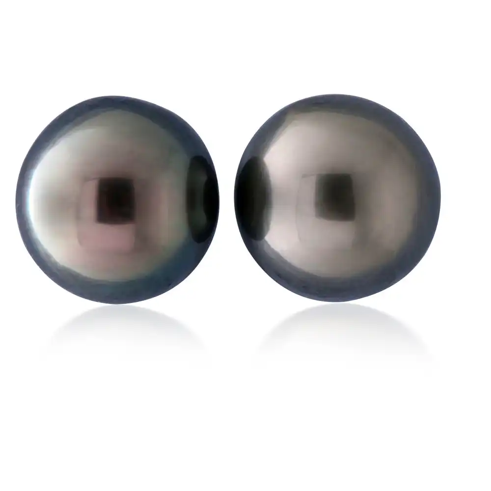 Sterling Silver Tahitian South Sea Pearl approx 9-10mm Studs