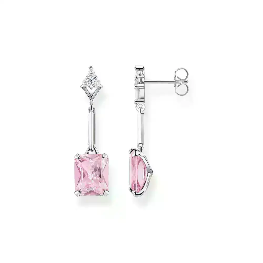 Thomas Sabo Sterling Silver Heritage Pink Cubic Zirconia Drop Earrings