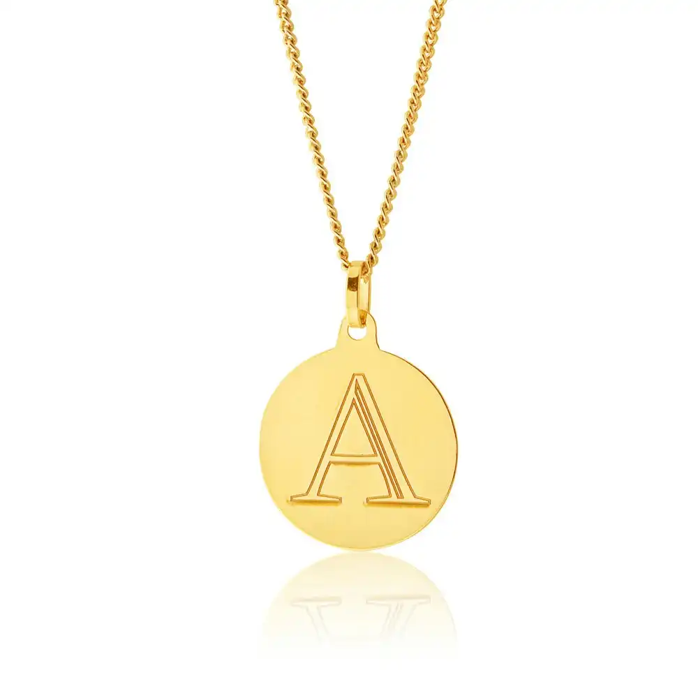 9ct Yellow Gold Charm with  Initial "A" Pendant