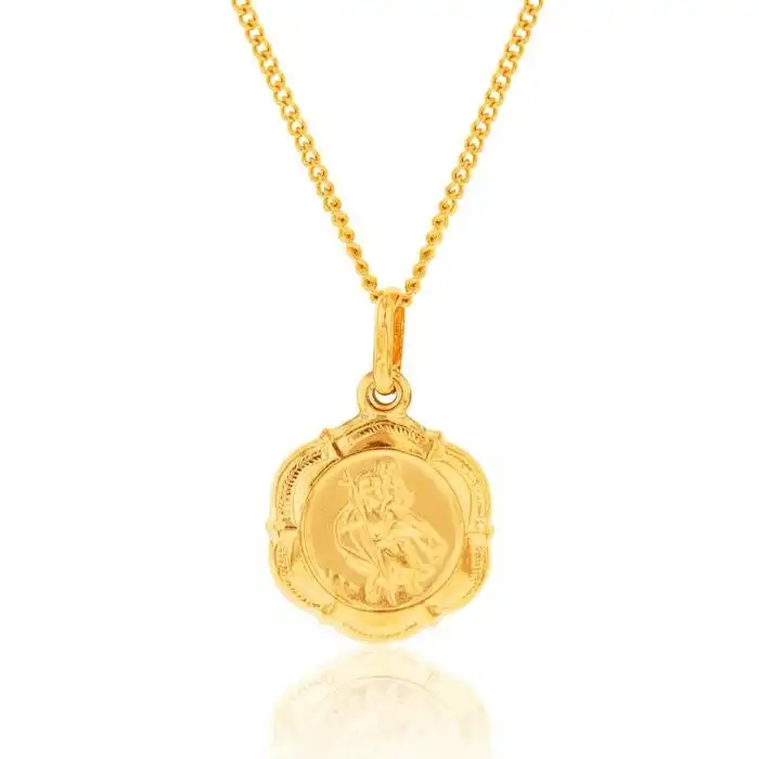 9ct Yellow Gold Saint Christopher Pendant 6 sided