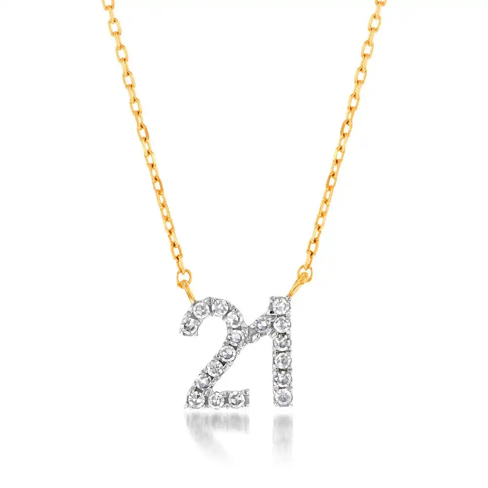 Luminesce Lab Grown Diamond 21 Pendant in 9ct Yellow Gold on Adjustable 45cm Chain