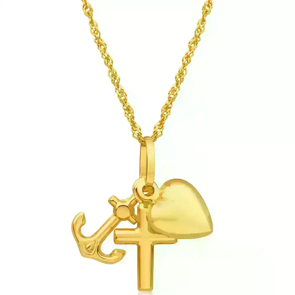 9ct Yellow Gold Silver Filled Faith Hope Charity Pendant