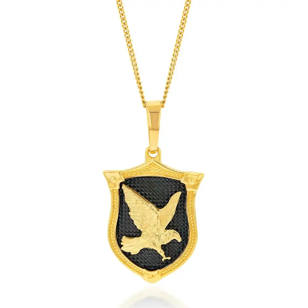 9ct Yellow Gold Flying Eagle On Shield Pendant
