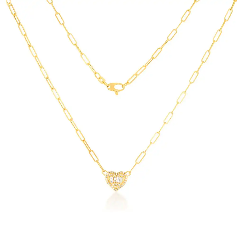 14ct Yellow Gold 1/2 Carat Diamond Heart Pendant On 41cm Chain