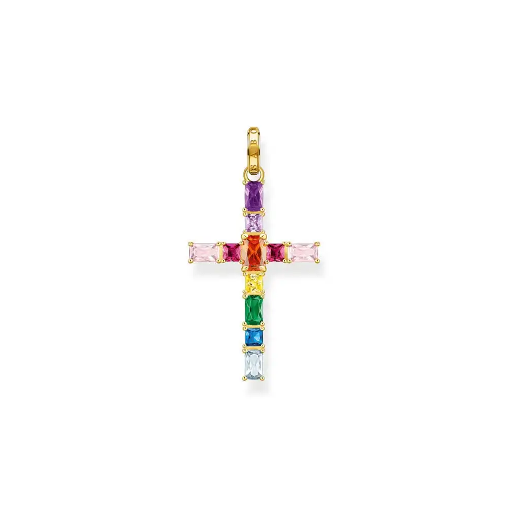 Thomas Sabo Sterling Silver Gold Plated Rainbow Heritage Deco Cross