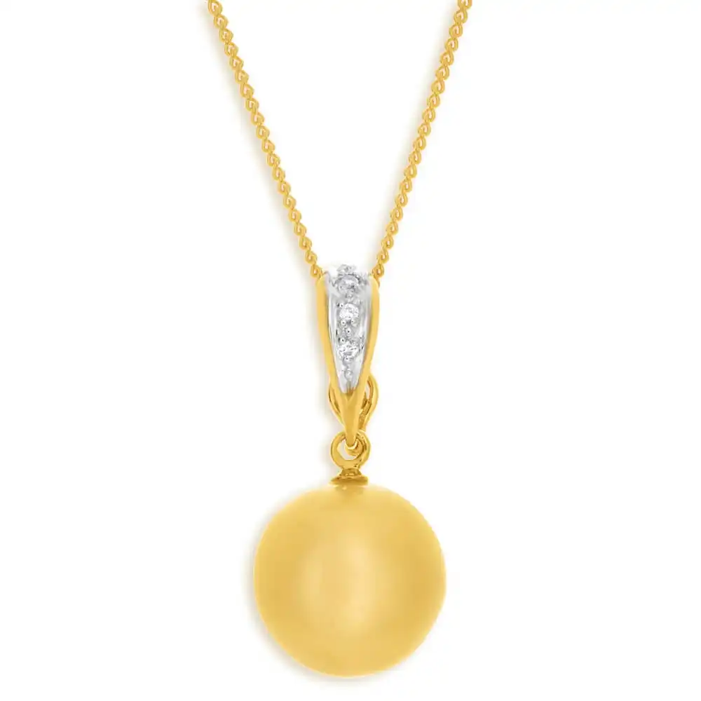 Bella' 9ct Yellow Gold Cream Golden Pearl Pendant With 45cm Chain