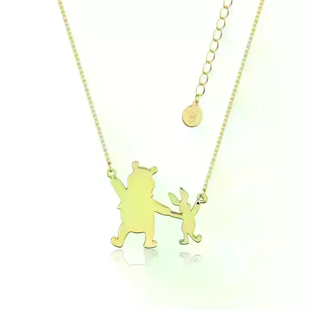 Disney Gold Plated Winnie The Pooh + Piglet Pendant on 45+7cm Chain