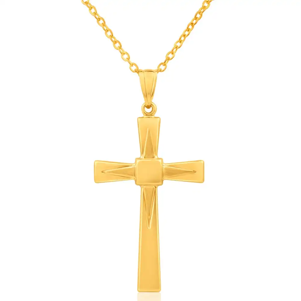 9ct Yellow Gold Large Fancy Cross Pendant