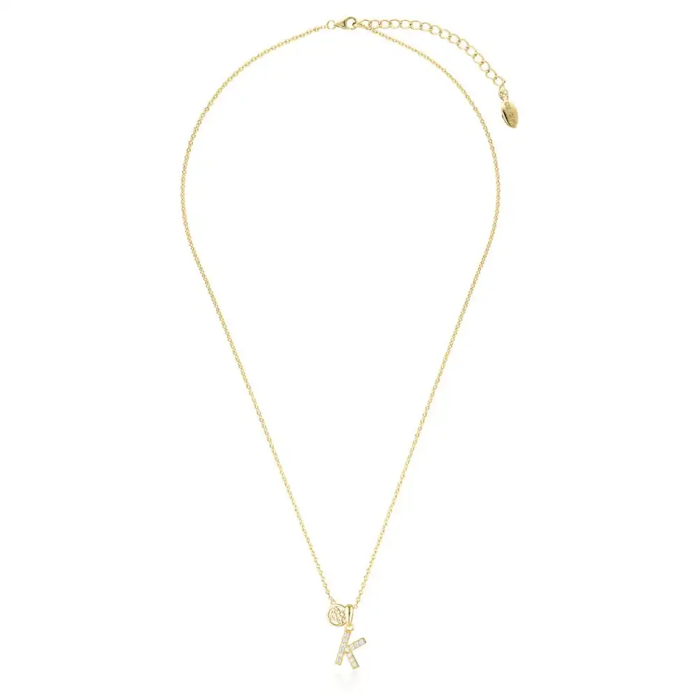 Georgini Sterling Silver Gold Plated Luxury Letters K Pendant On Chain