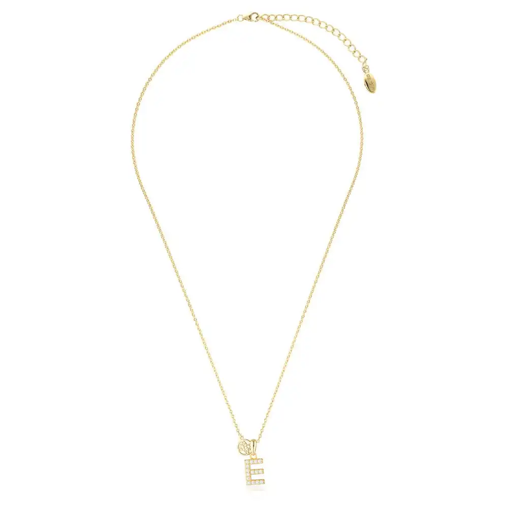 Georgini Sterling Silver Gold Plated Luxury Letters E Pendant On Chain