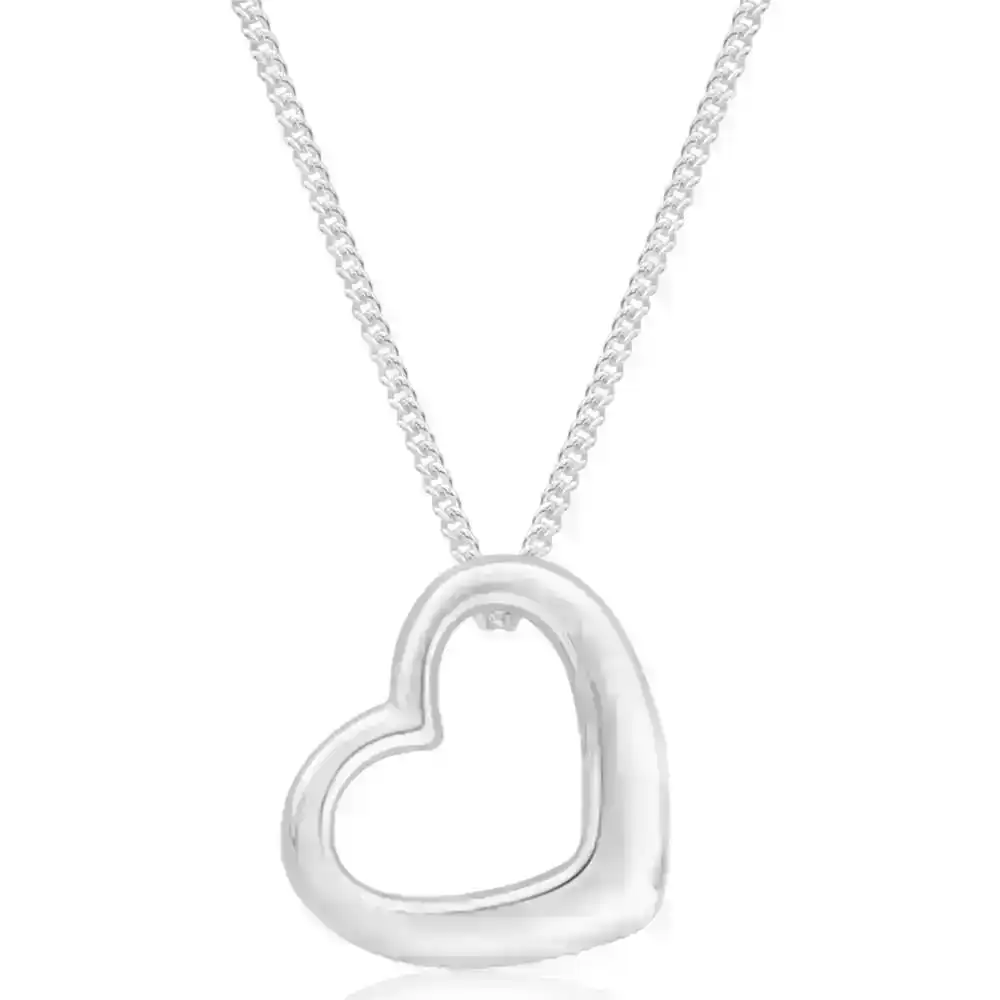 Sterling Silver Open Heart Pendant With 45cm Chain