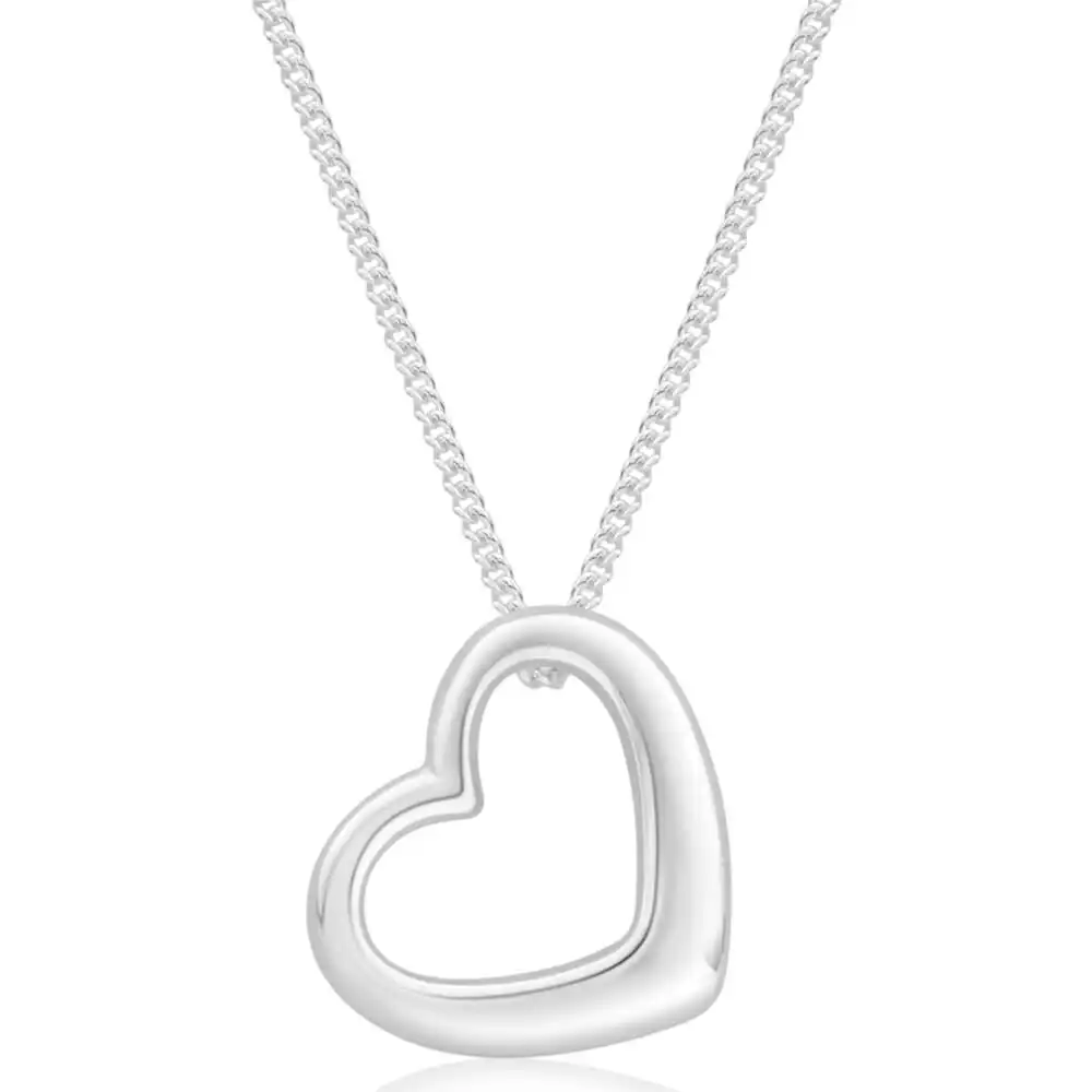 Sterling Silver Open Heart Pendant With 45cm Chain