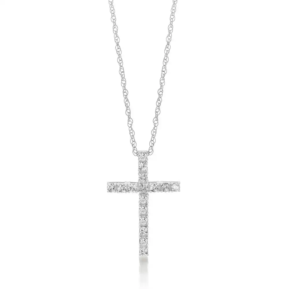 Silver 1/2 Carat Diamond Cross Pendant on 46cm Chain