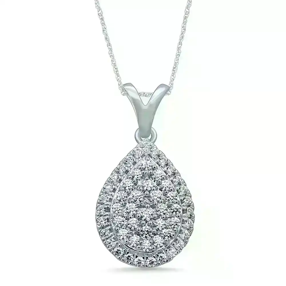 Silver 1/2 Carat Pendant with 52 Brilliant Diamonds on 45cm Chain