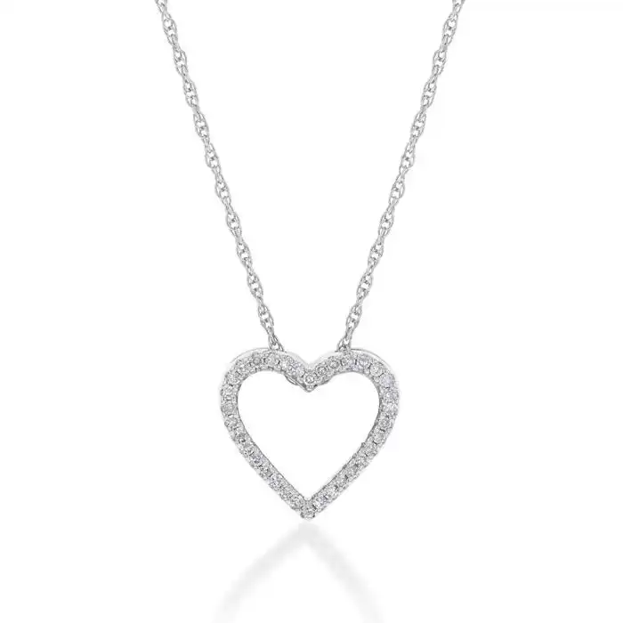 Luminesce Lab Grown Sterling Silver 0.10 Carat Diamond Heart Pendant with 34 Diamonds