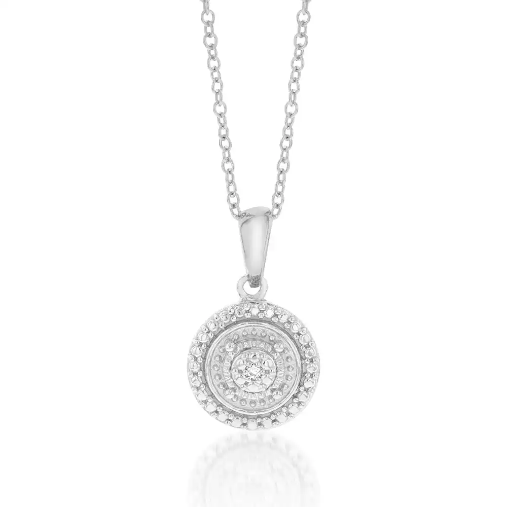 Sterling Silver With Diamond Round Shape Pendant