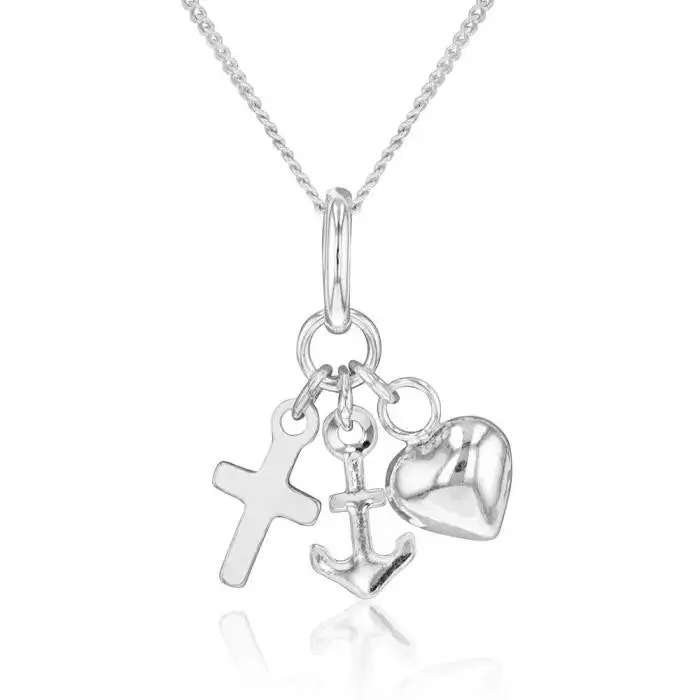 Sterling Silver Faith Hope Charity Pendant