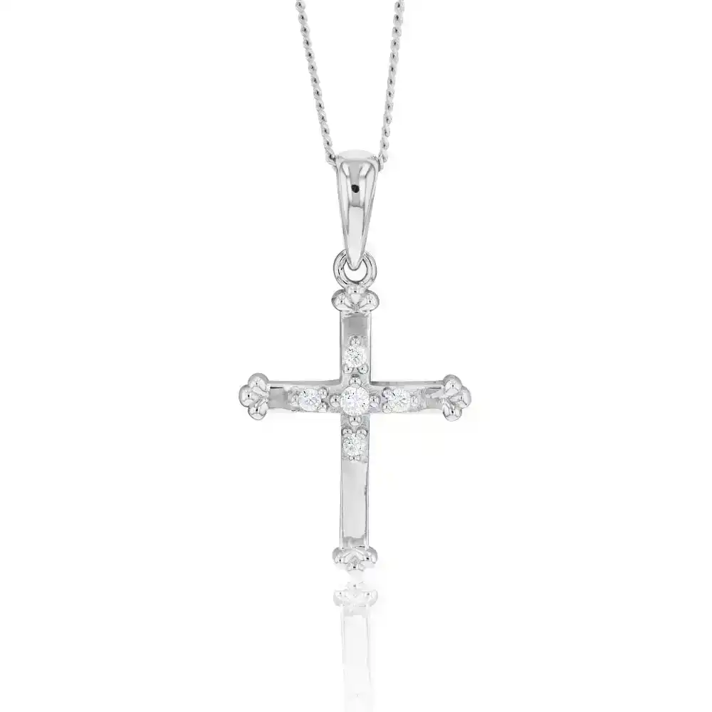 Sterling Silver Zirconia Cross Pendant