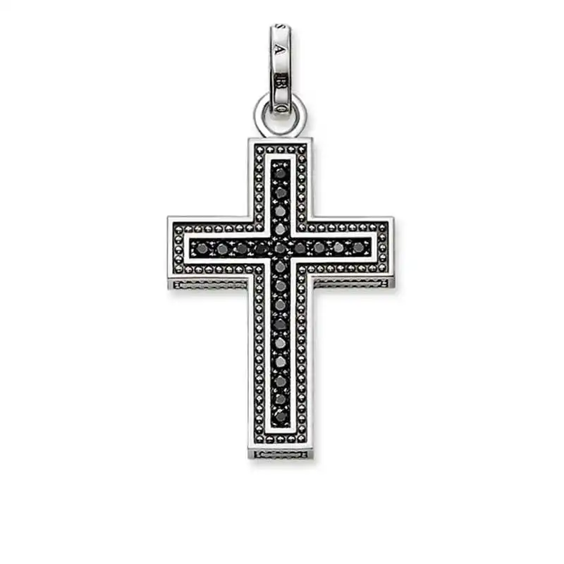 Thomas Sabo Sterling Silver Oxidised Black CZ Cross Pendant