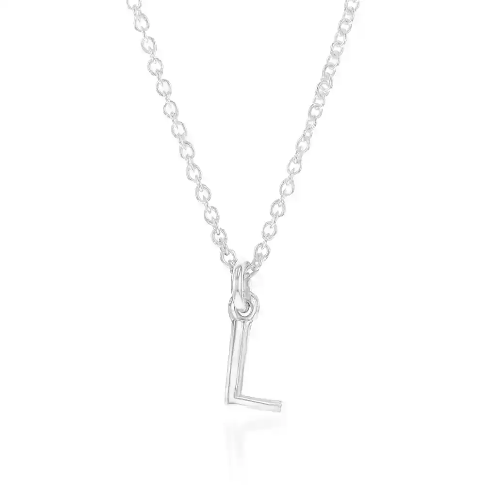 Sterling Silver Initial Letter "L" Pendant On 45cm Chain