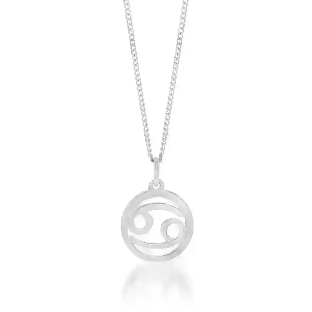 Sterling Silver Round Zodiac/Star Sign Cancer Pendant
