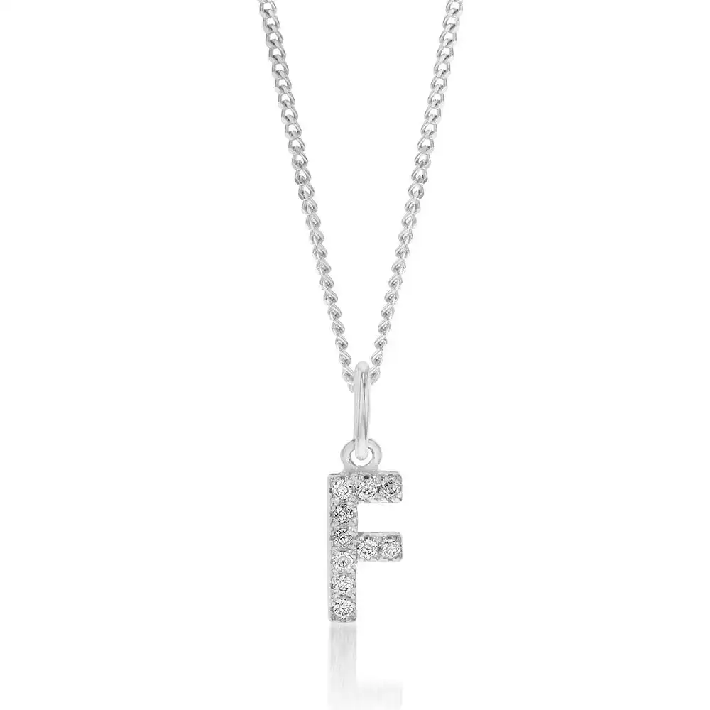 Sterling Silver Cubic Zirconia Initial "F" Pendant