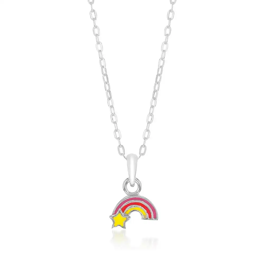 Sterling Silver Rainbow And Star Pendant On 42+3cm Chain
