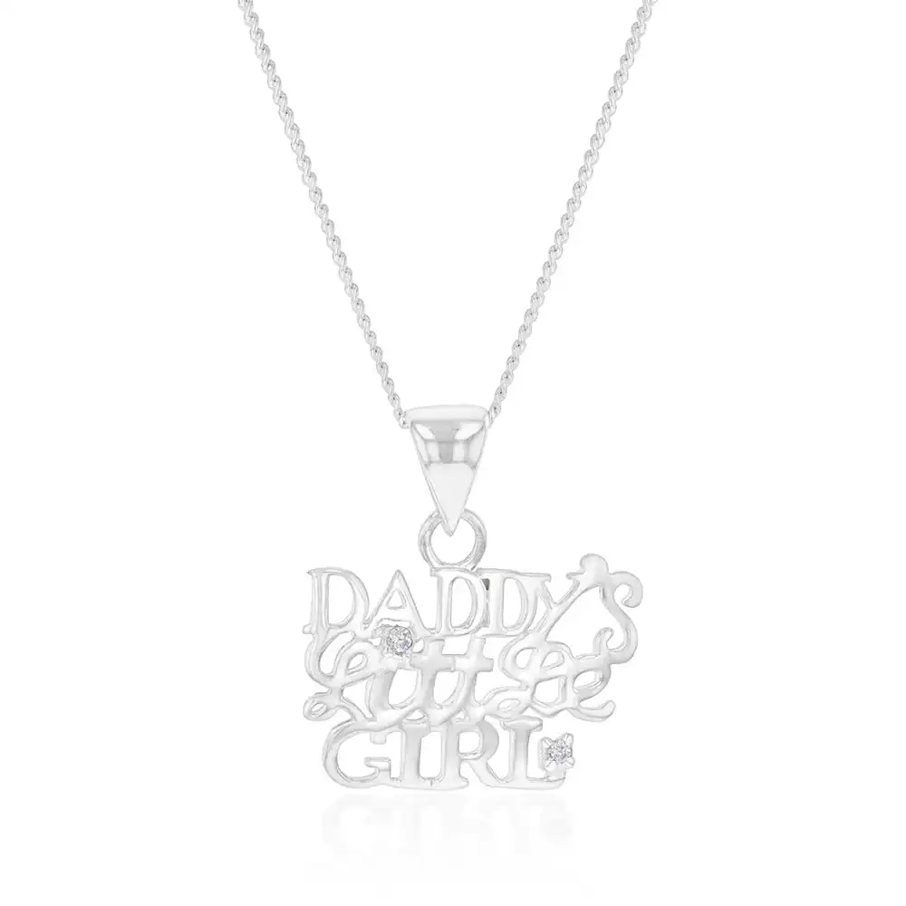 Sterling Silver Cubic Zirconia Daddy's Little Girl Pendant