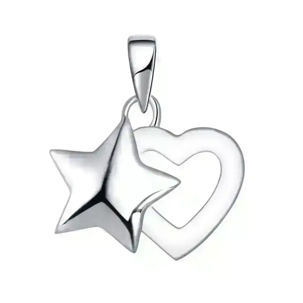 Sterling Silver Heart and Star Pendant SS