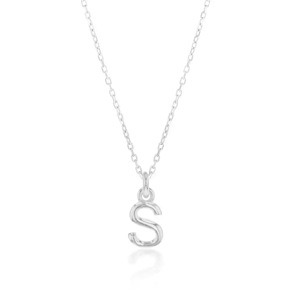 Sterling Silver Initial Letter "S" Pendant on 45cm Chain