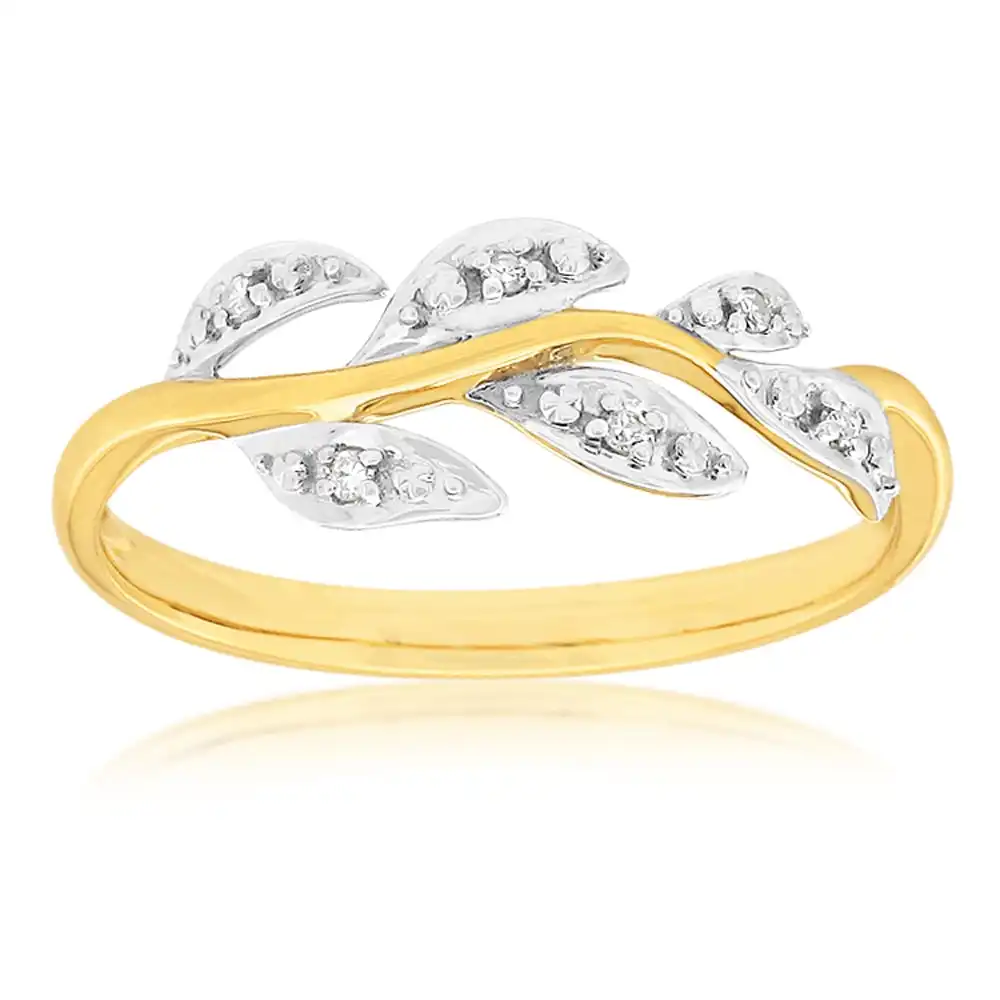 9ct Yellow Gold Diamond Ring with 6 Brilliant Cut Diamonds