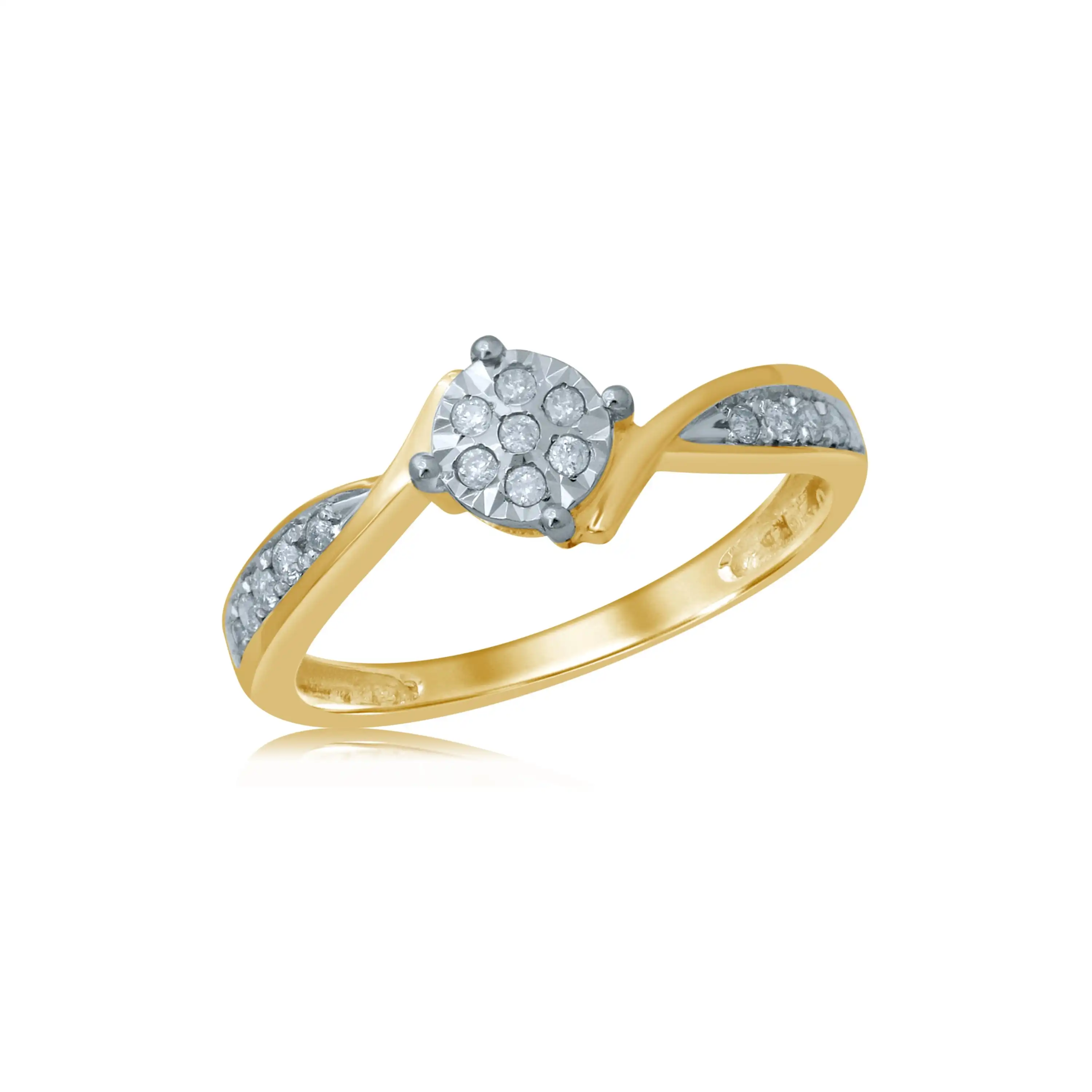 9ct Yellow Gold 15 Point Diamond Dress Ring
