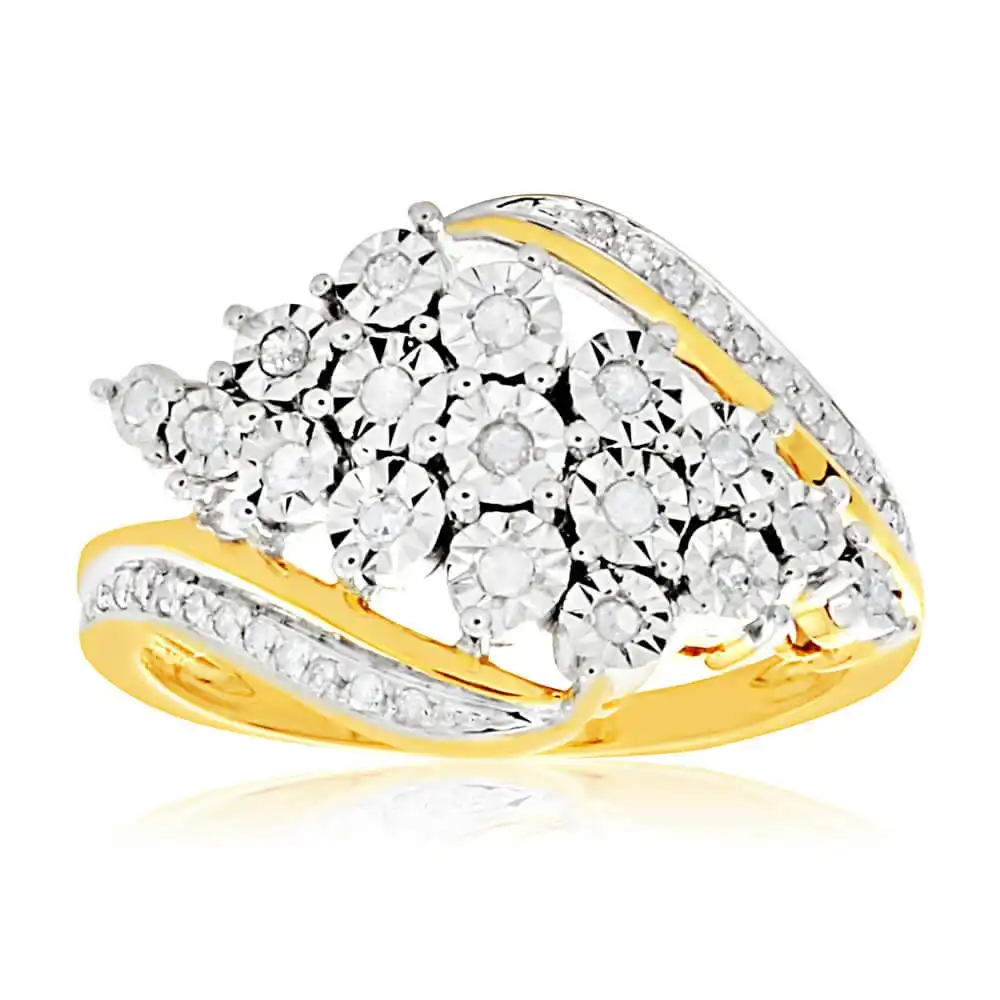 1/5 Carat Diamond Ring in 9ct Yellow Gold