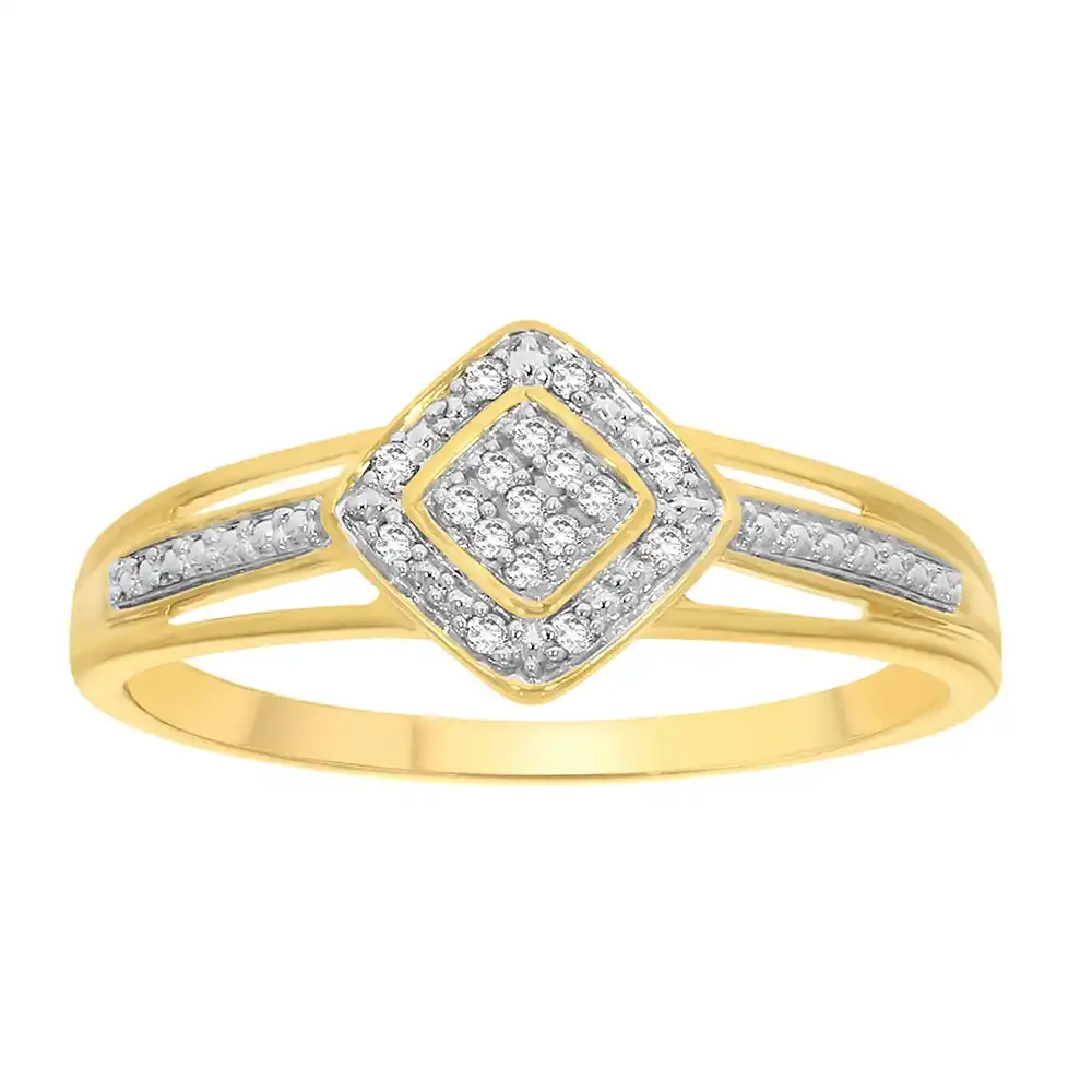 9ct Yellow Gold Diamond Split Shank Ring