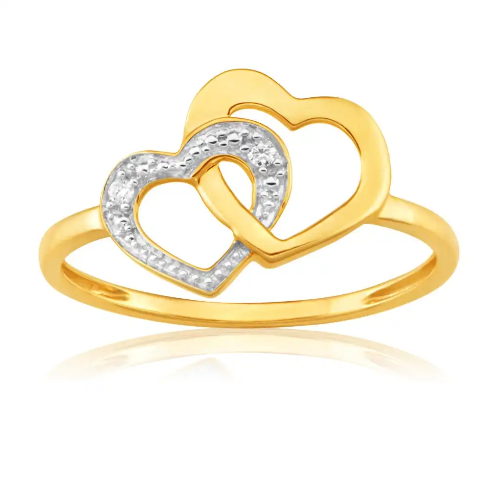 9ct Superb Yellow Gold Diamond Ring