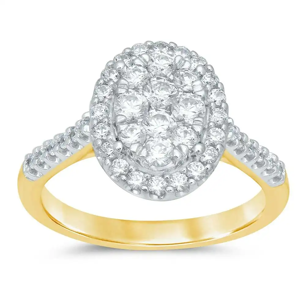 Luminesce Diamond 1 Carat Oval Dress Ring in 9ct Yellow Gold