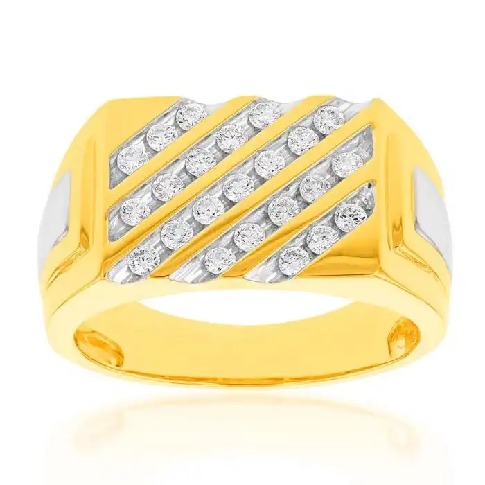 Luminesce Lab Grown 1/2 Carat Diamond Gents Ring in 9ct Yellow Gold