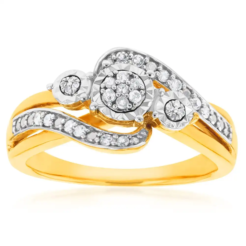 Gold Plated Silver Diamond Dress Ring