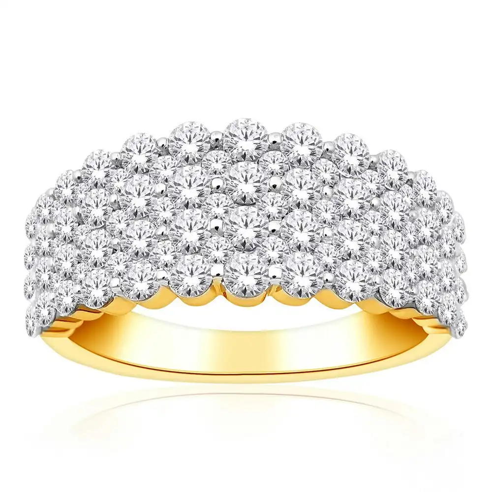 10ct Yellow Gold 1 Carat Diamond Cluster Dress Ring